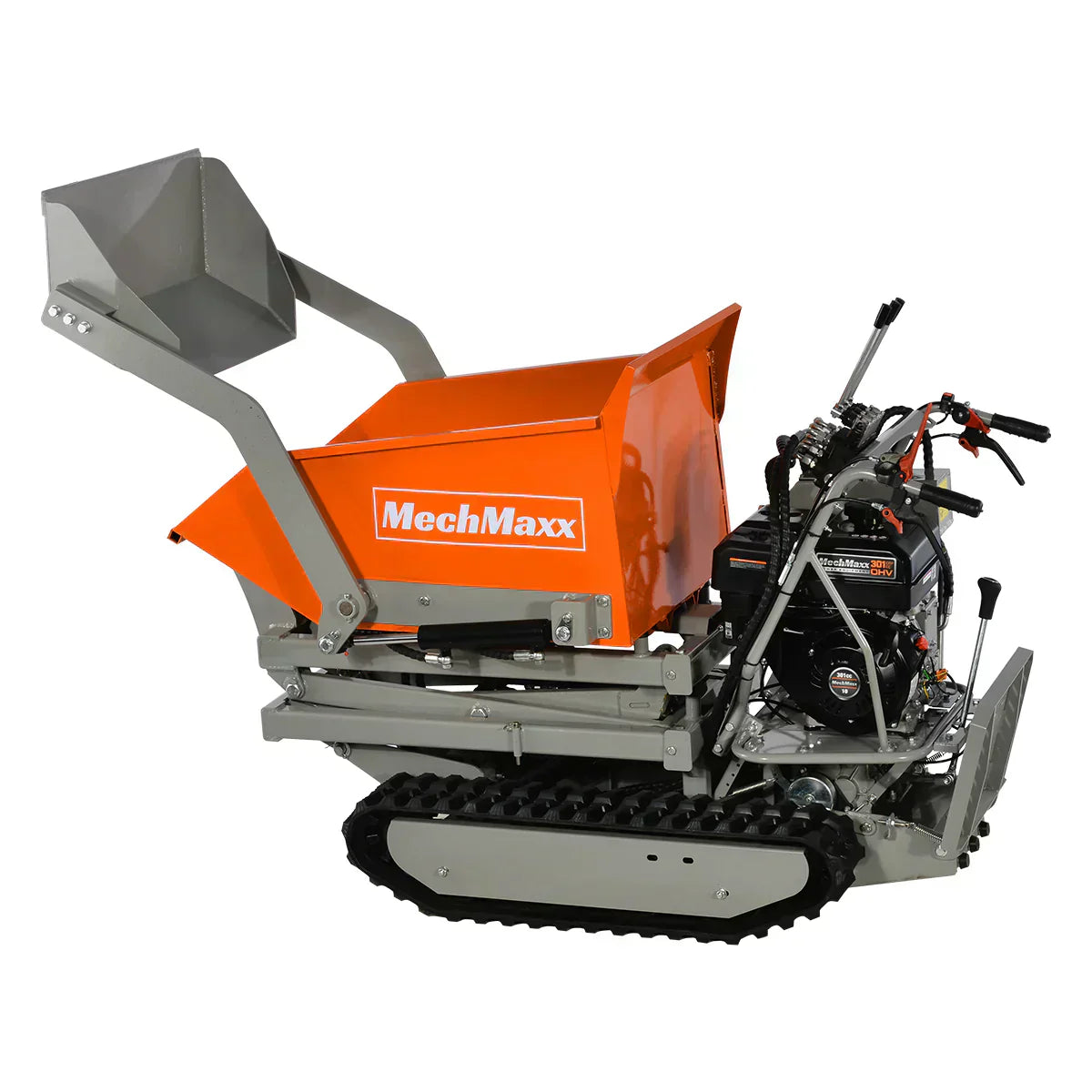 1100lbs Capacity 10HP 301cc Gas Engine Tracked Dumper Hydraulic Tipping and Lifting with Front Shovel