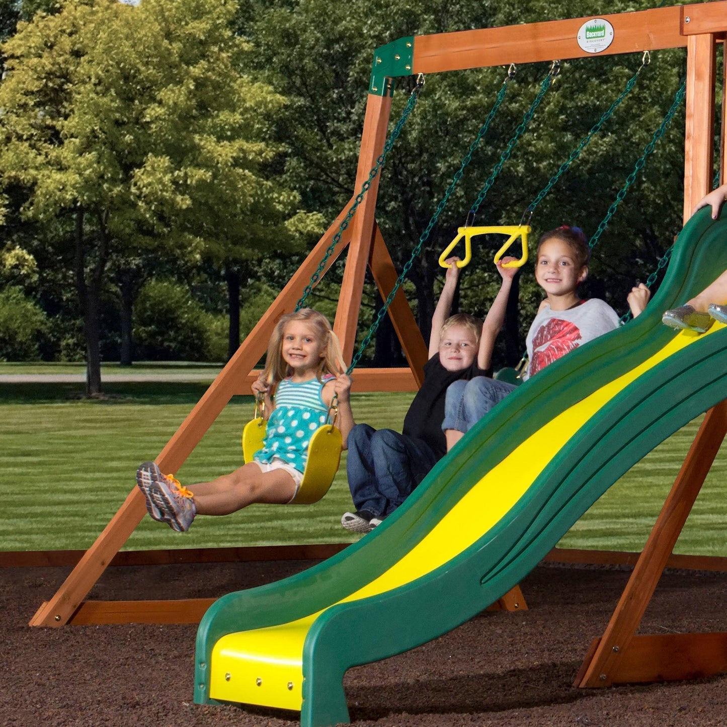 Backyard Discovery Tanglewood Wooden Swing Set, Brown