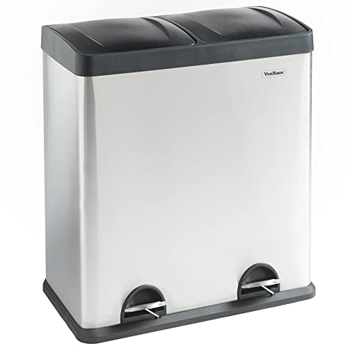 VonHaus Kitchen Bin, 60L Double Recycling Bin for Kitchen