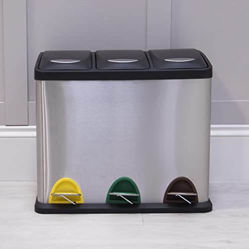 Maison & White Compact 24L (3 x 8L) Recycling Pedal Bin