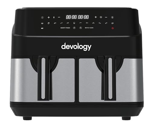 Devology Double Air Fryer - 10L - 2 x 5L Independent Dual Zone Air Fryer