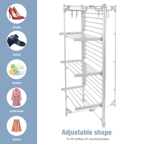 Rainberg Heated Clothes Airer, 3-Tier clothes airer with 6 Pegs