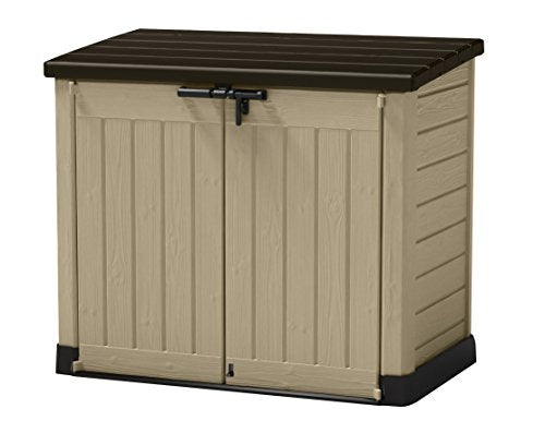 Store It Out Max Keter Outdoor Garden Storage Shed, Beige and Brown