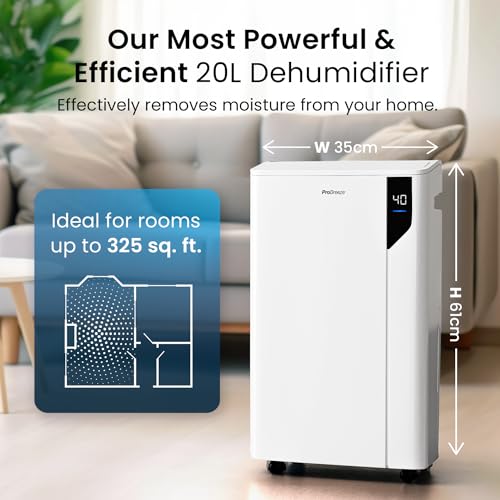 Pro Breeze 20L/Day Compressor Dehumidifier - Energy Efficient