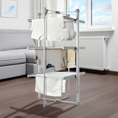 3 Tier Electric Clothes Airer - Deluxe Folding Heated Clothes Dryer