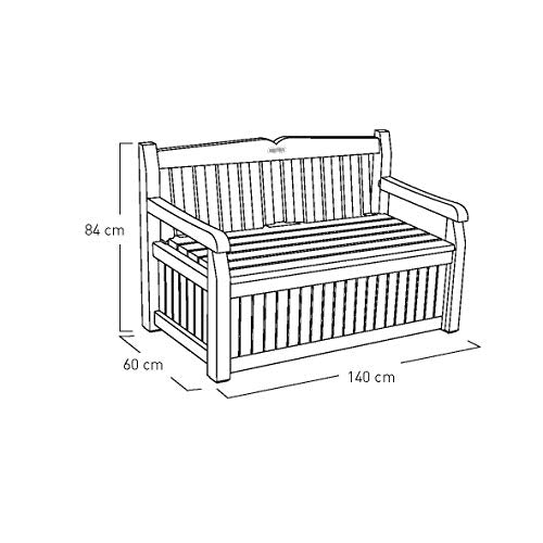 Keter Eden Bench 265L Outdoor 60% recycled Garden Furniture Storage Box Beige