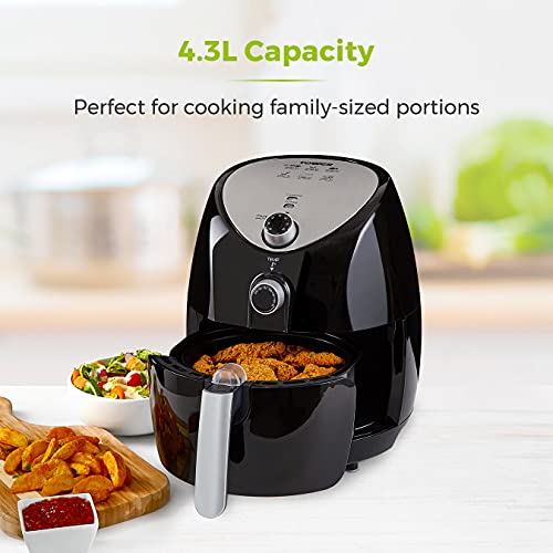 Tower T17021 Family Size Air Fryer with Rapid Air Circulation, 60-Minute Timer, 4.3L, 1500W, Black