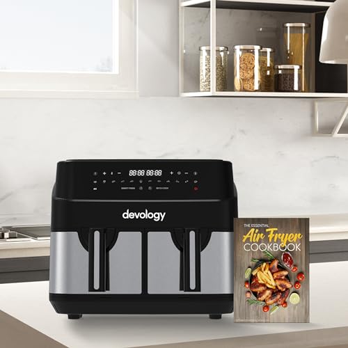 Devology Double Air Fryer - 10L - 2 x 5L Independent Dual Zone Air Fryer