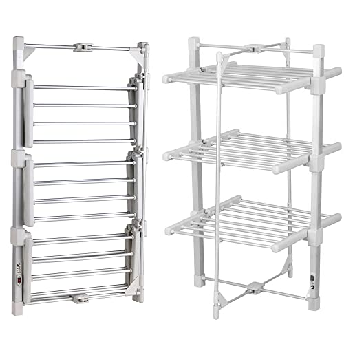 GlamHaus Electric Heated Clothes Airer Dryer Rack Aluminium