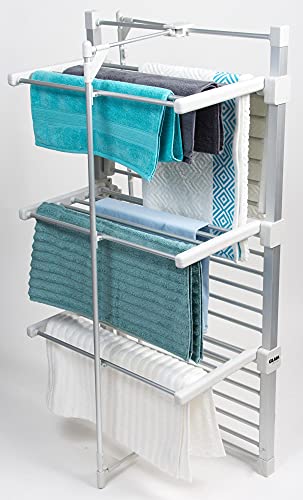 GlamHaus Electric Heated Clothes Airer Dryer Rack Aluminium