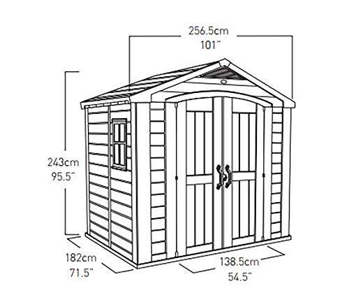 Keter Factor 8 x 6 ft Outdoor Storage Shed, Beige/Brown