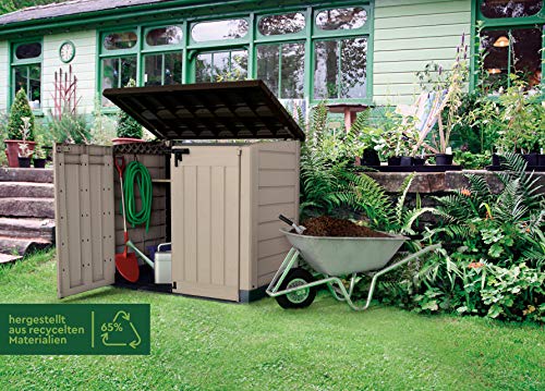 Store It Out Max Keter Outdoor Garden Storage Shed, Beige and Brown