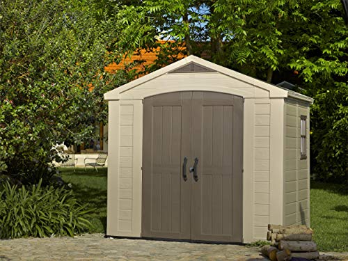 Keter Factor 8 x 6 ft Outdoor Storage Shed, Beige/Brown