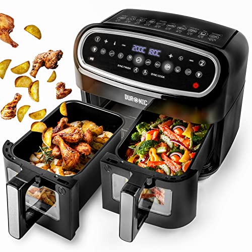 Duronic Air Fryer AF24, 9L Large Dual Zone Family Sized Cooke