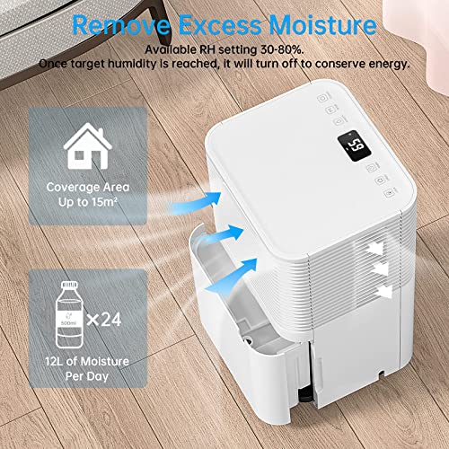 Hangsun 12L Dehumidifier with Digital Humidity Display, Sleep Mode