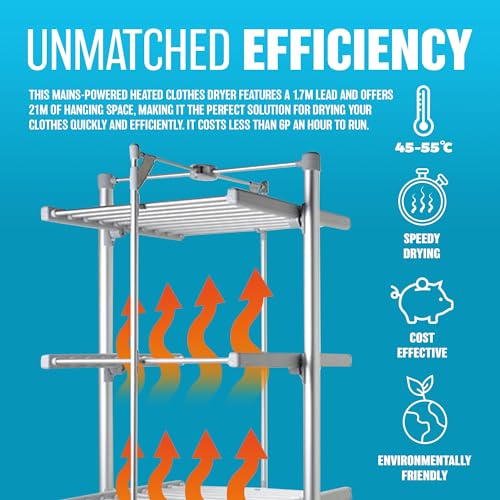 3 Tier Electric Clothes Airer - Deluxe Folding Heated Clothes Dryer