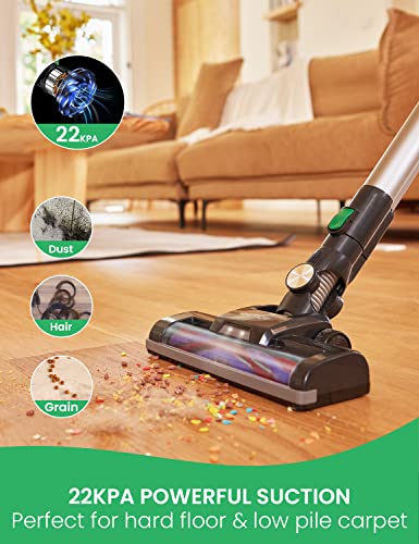 Vactidy Cordless Vacuum Cleaner, 22Kpa V8 Stick Vacuum Cleaner Powerful Suctionardwood Floor Carpet Pet Hair