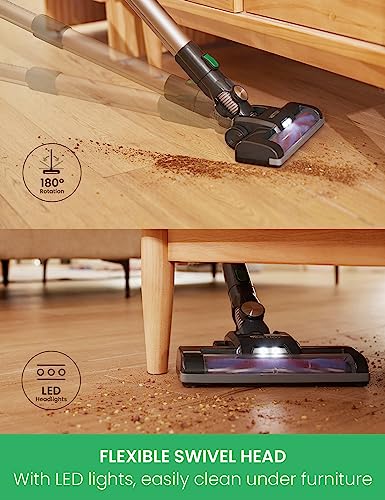 Vactidy Cordless Vacuum Cleaner, 22Kpa V8 Stick Vacuum Cleaner Powerful Suctionardwood Floor Carpet Pet Hair