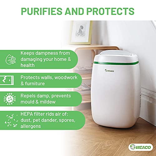 Meaco 12L Low Energy Dehumidifier and Air Purifier 2 in 1- Quiet Dehumidifier For Flats