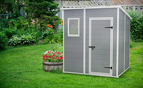 Keter Manor Pent Garden Storage Shed 6 x 6 feet - Grey, 200.6 cm*183.5 cm*183.0 cm