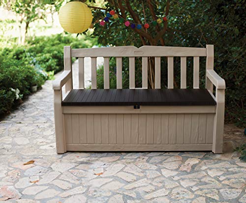 Keter Eden Bench 265L Outdoor 60% recycled Garden Furniture Storage Box Beige