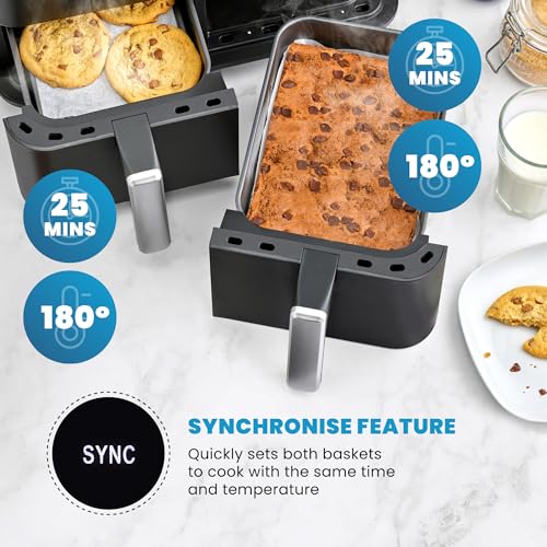 Vytronix DD9L Dual Zone Air Fryer 2 Drawer 9L  Efficient 2400W lthy Oil Free & Low-Fat Cooking