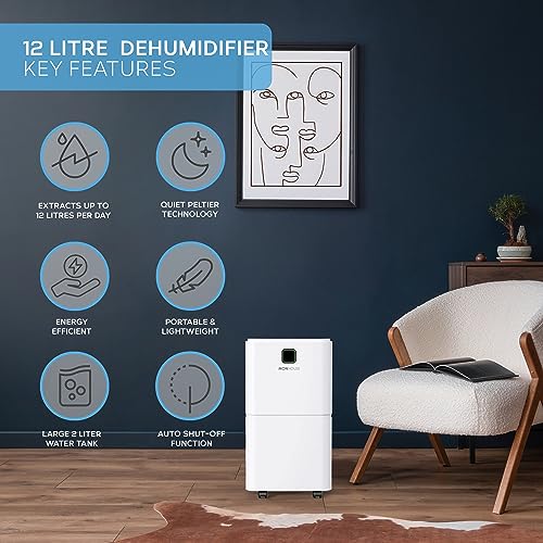 MONHOUSE 12L/Day Digital Dehumidifier - Sleep Mode