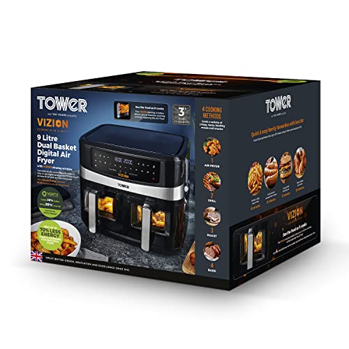 Tower, T17100, Vortx Vizion 9L Dual Basket Air Fryer