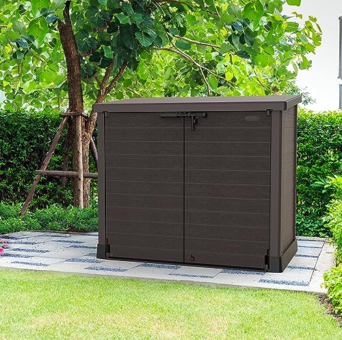 Duramax Cedargrain StoreAway 1200L Plastic Garden Storage Shed/ Flat Lid