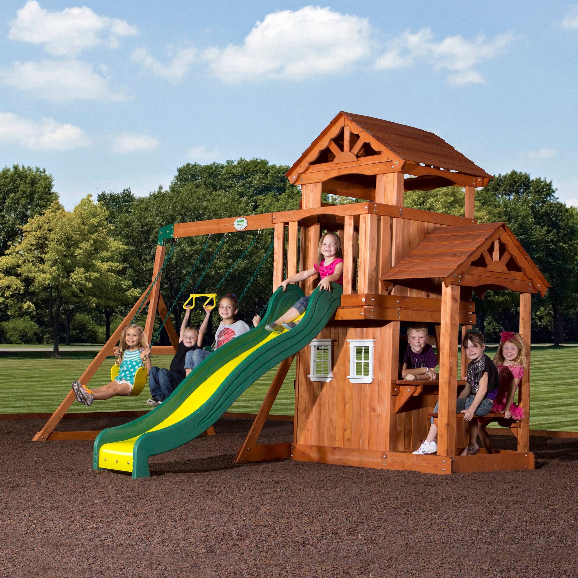 Backyard Discovery Tanglewood Wooden Swing Set, Brown