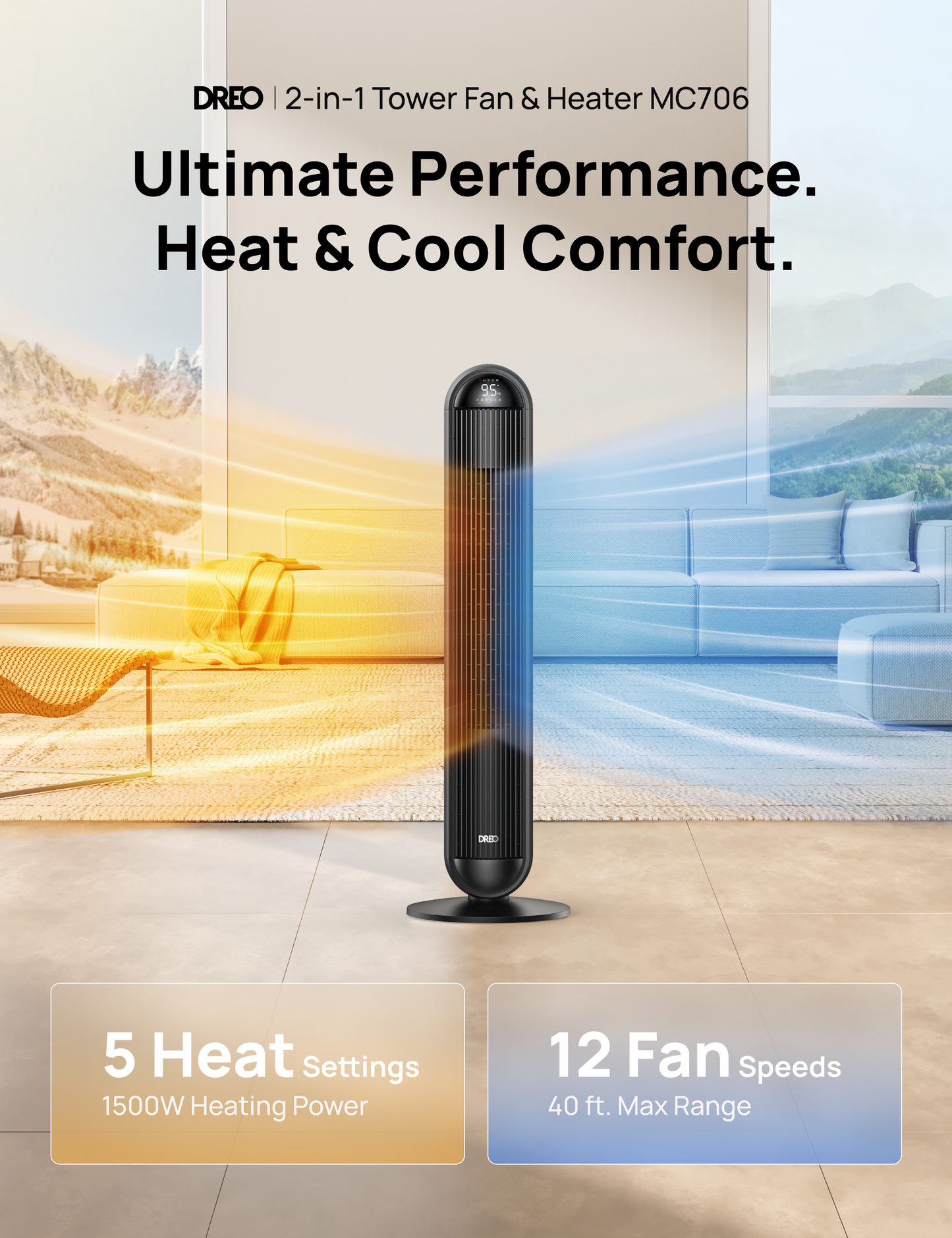 2-in-1 Tower Fan & Heater MC706