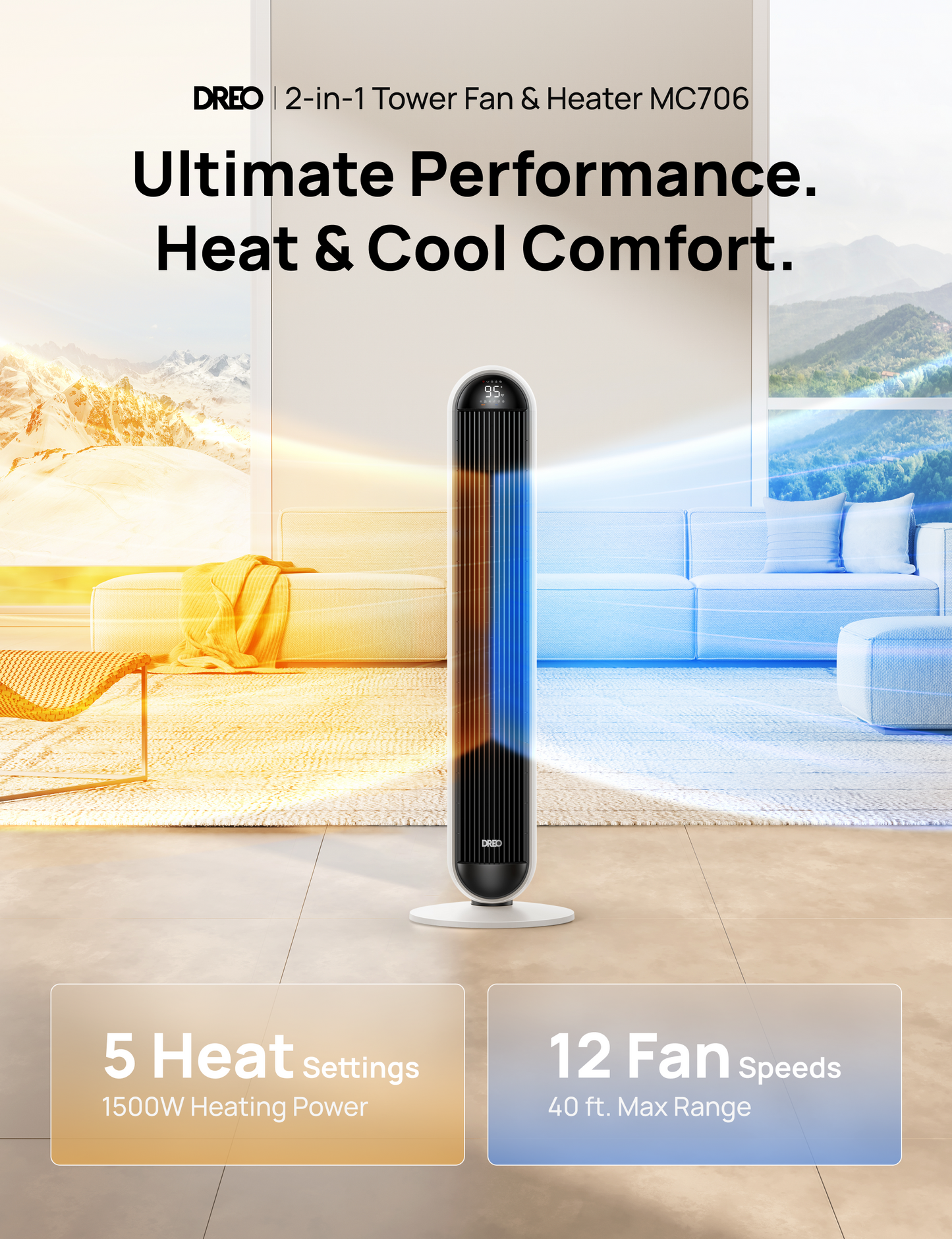 2-in-1 Tower Fan & Heater MC706