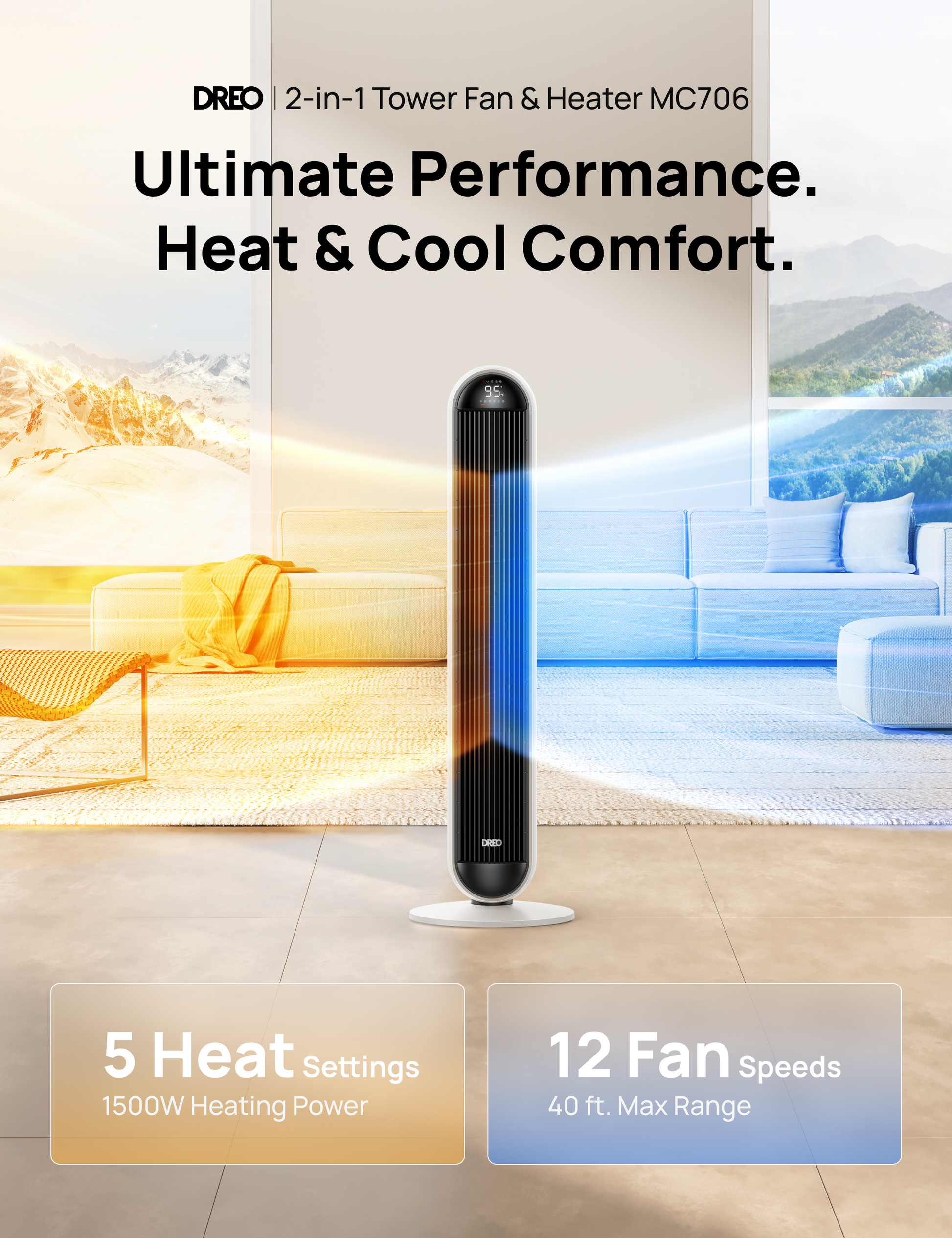 2-in-1 Tower Fan & Heater MC706