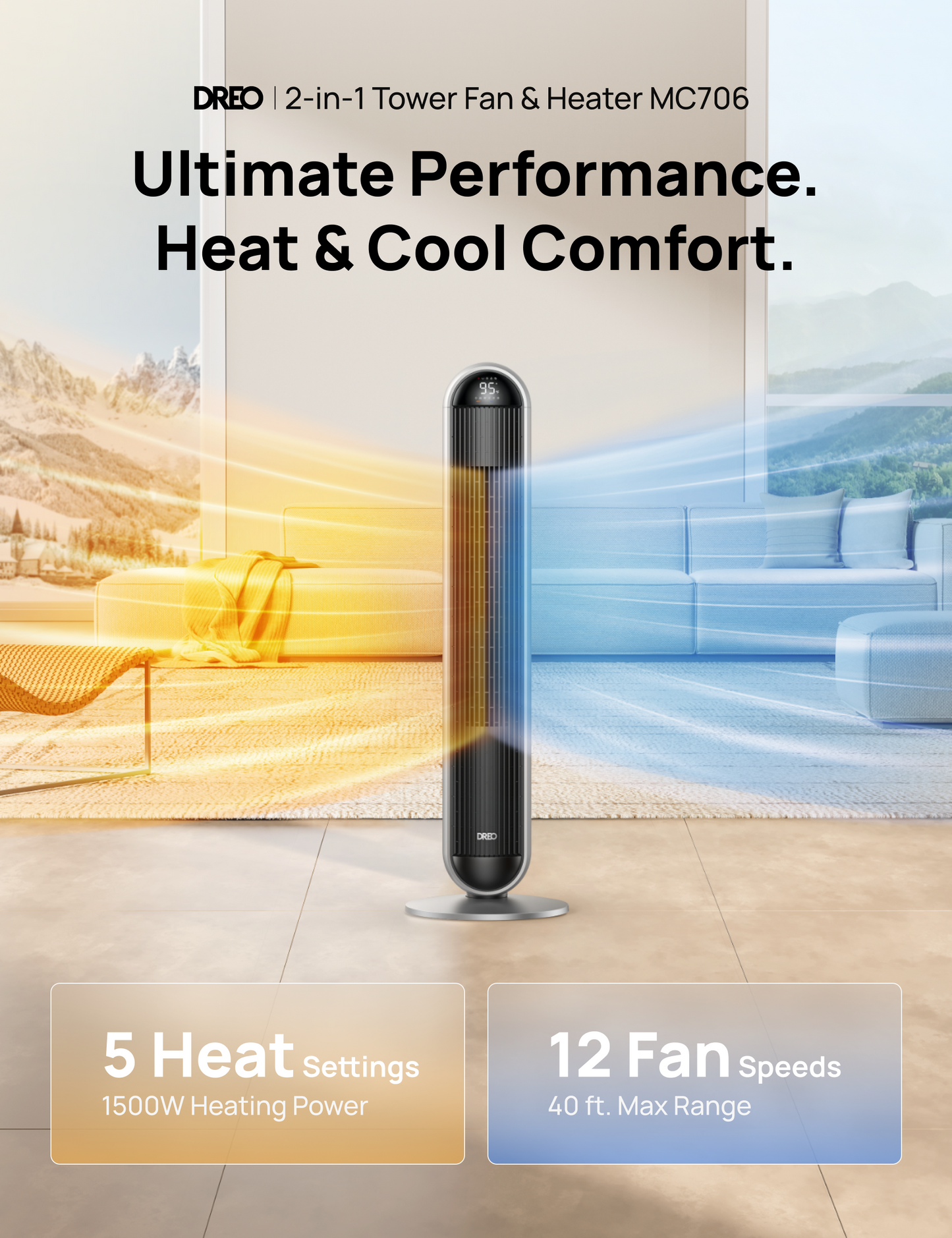 2-in-1 Tower Fan & Heater MC706