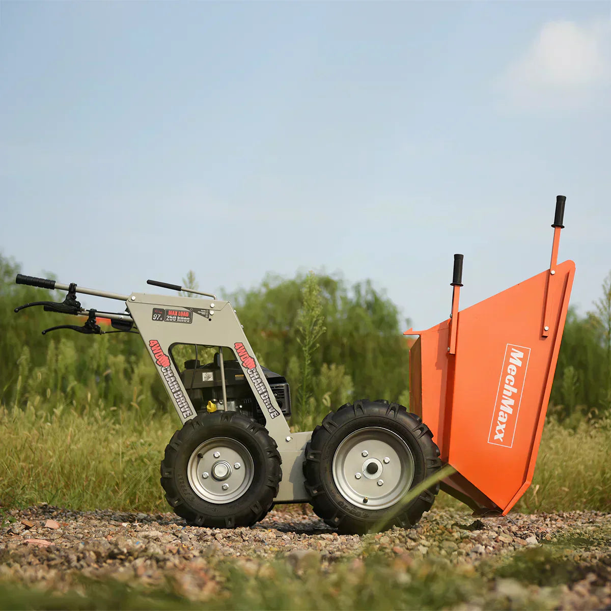 660lbs Capacity 6.5HP Gas Powered Wheelbarrow  Cart T25 4F+1R Gearbox