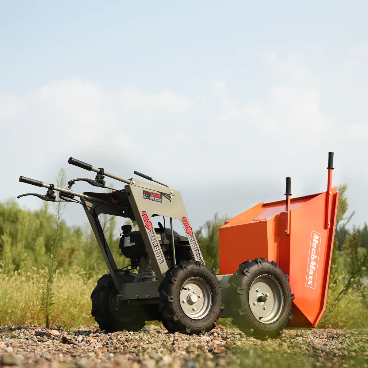 660lbs Capacity 6.5HP Gas Powered Wheelbarrow  Cart T25 4F+1R Gearbox