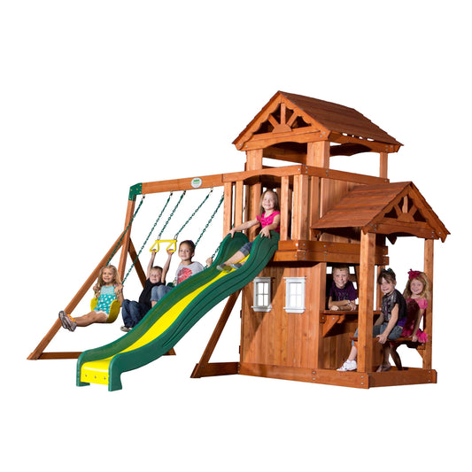 Backyard Discovery Tanglewood Wooden Swing Set, Brown